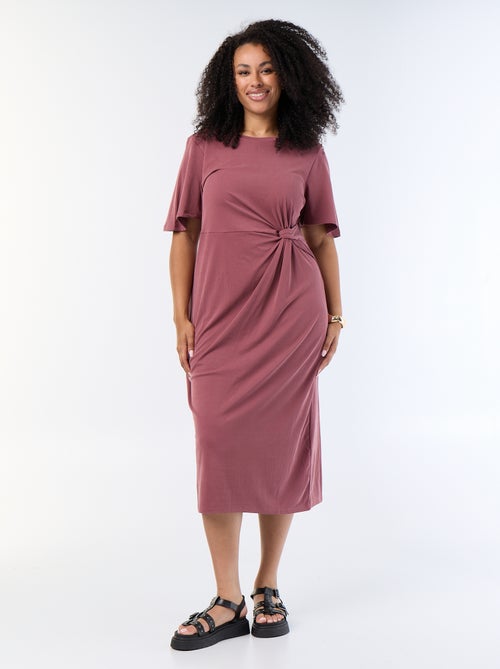 Robe longue unie avec nœud devant - Kiabi