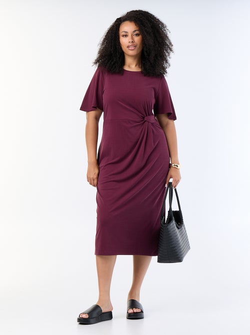 Robe longue unie avec nœud devant - Kiabi