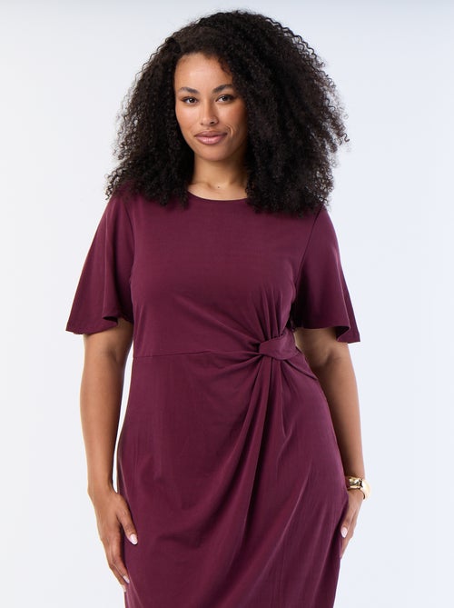 Robe longue unie avec nœud devant - Kiabi