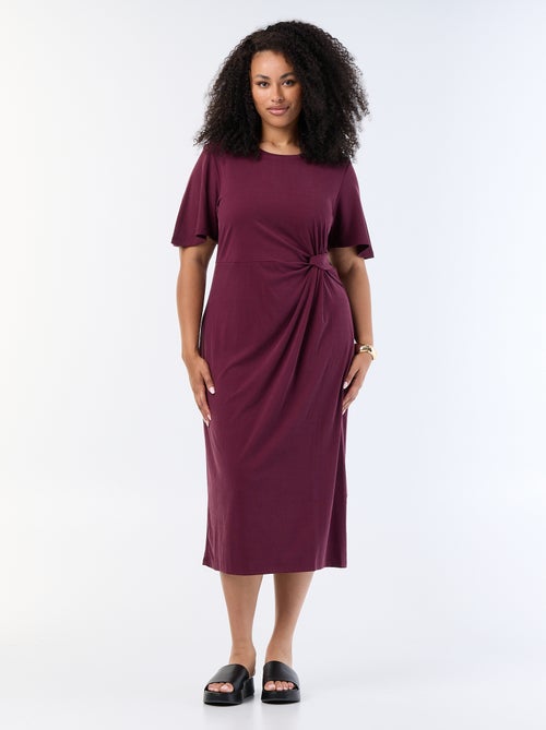 Robe longue unie avec nœud devant - Kiabi