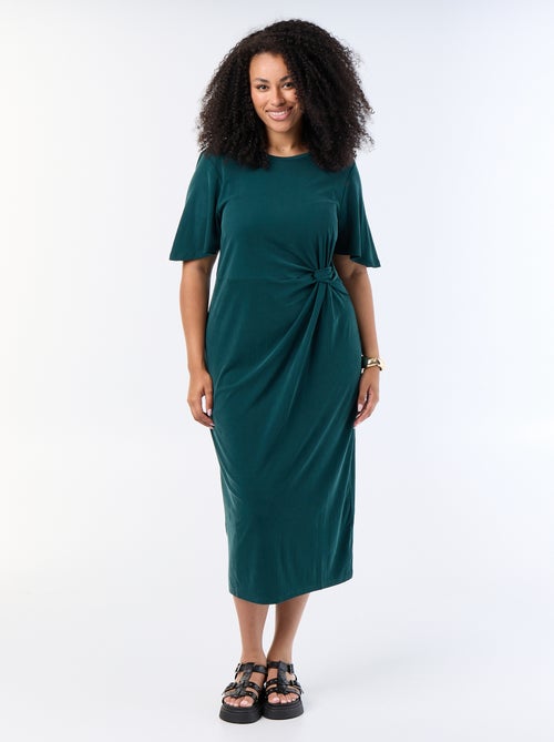 Robe longue unie avec nœud devant - Kiabi