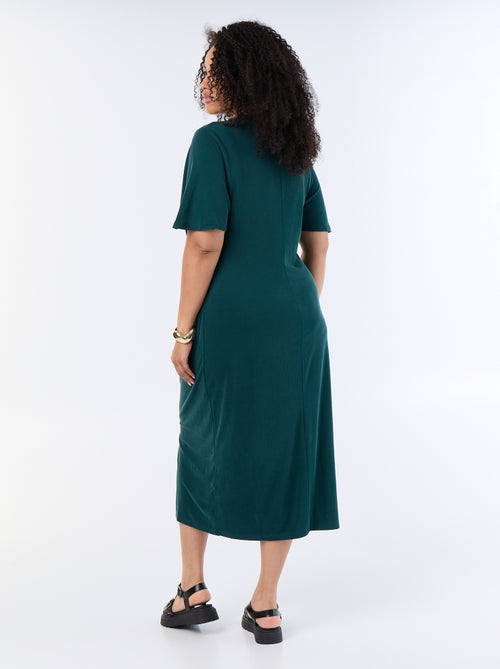 Robe longue unie avec nœud devant - Kiabi