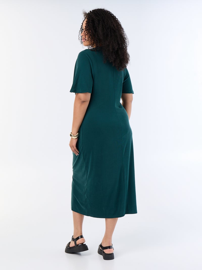 Robe longue unie avec nœud devant Vert - Kiabi