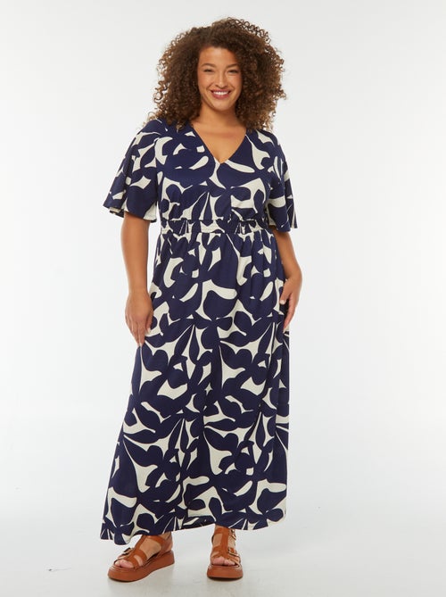 Robe longue unie en maille gaufrée - Kiabi