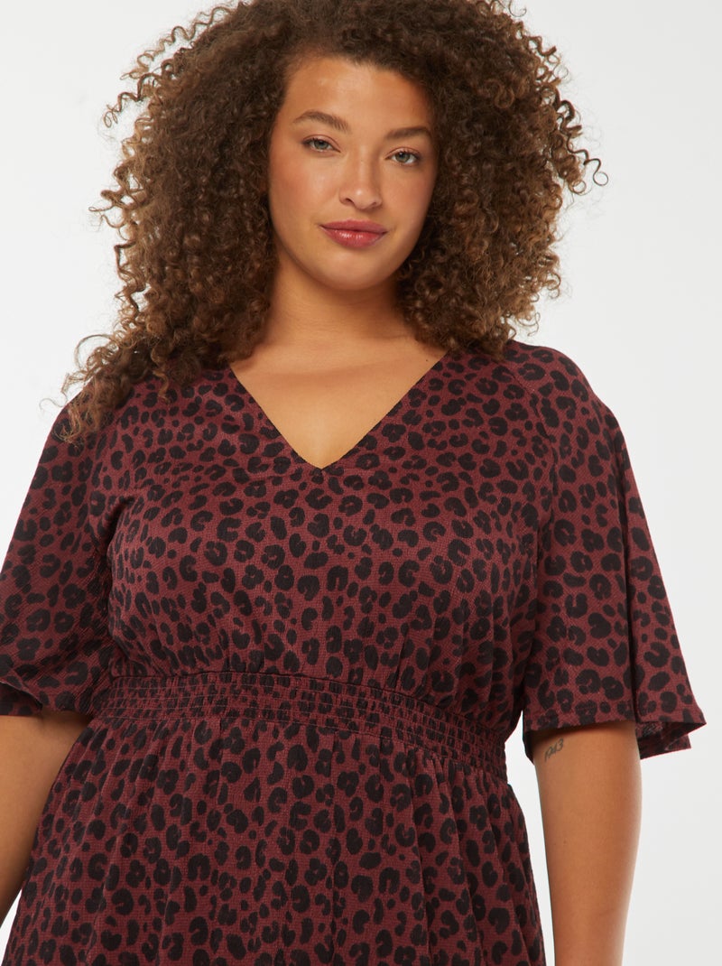 Robe longue unie en maille gaufrée Violet - Kiabi