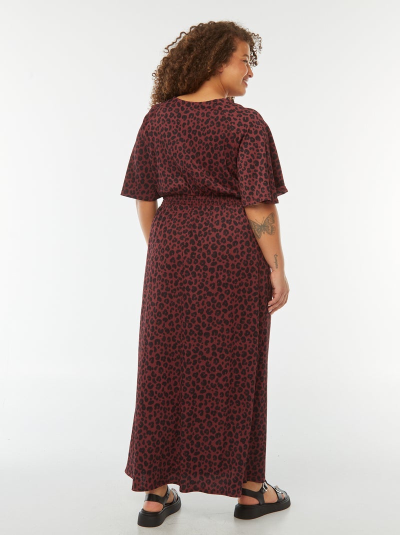 Robe longue unie en maille gaufrée Violet - Kiabi