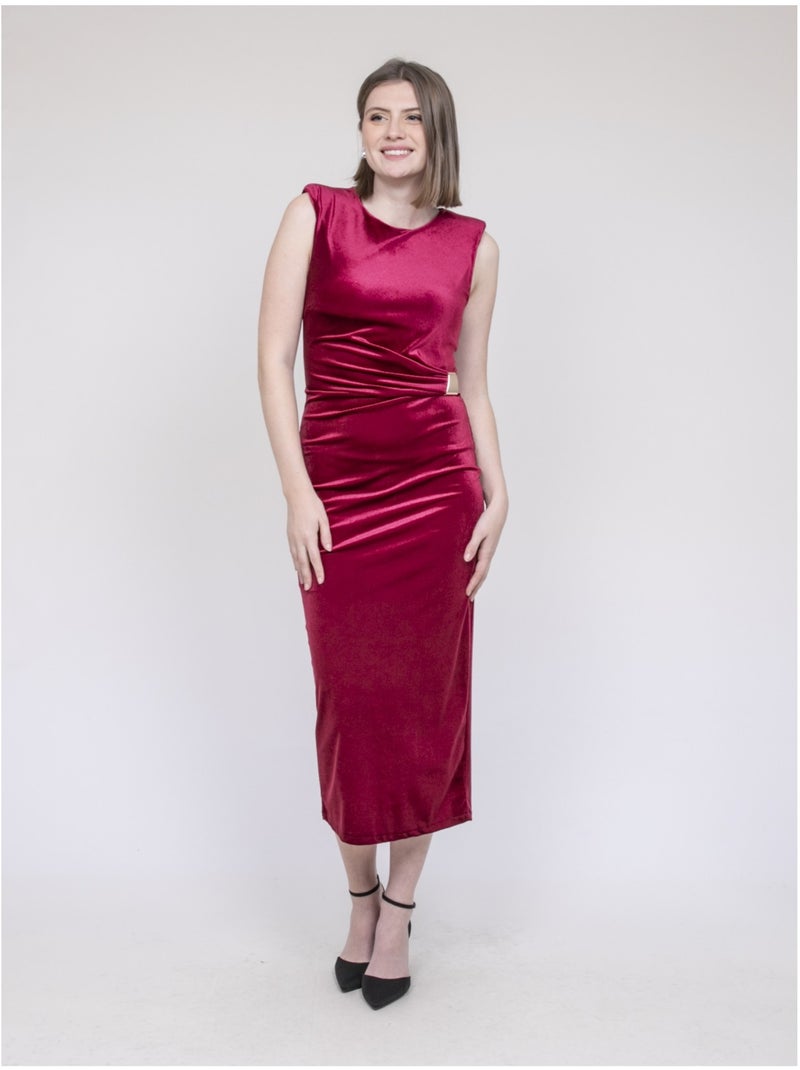 Robe longue velours icassie Bordeaux - Kiabi