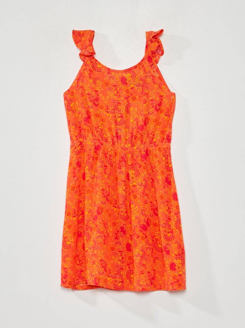 Robe maille crêpée Orange - Kiabi