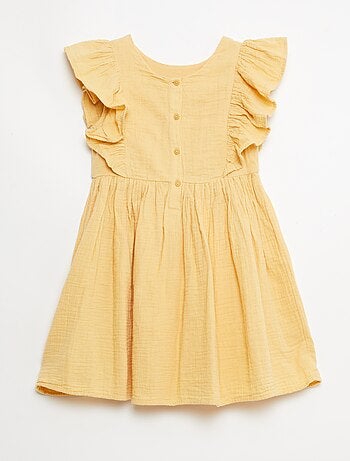 Robe manches courtes avec broderies au col en coton