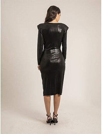 Robe manches longues drapée iluna