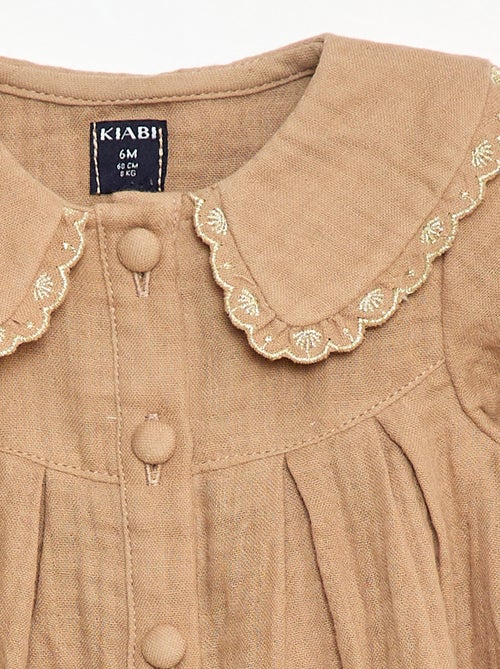 Robe manches longues en gaze de coton - Kiabi