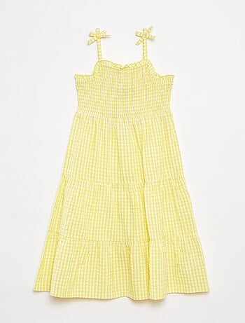 Robe matière crépon avec haut smocké