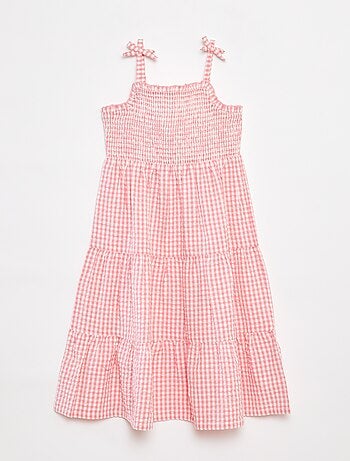 Robe matière crépon avec haut smocké