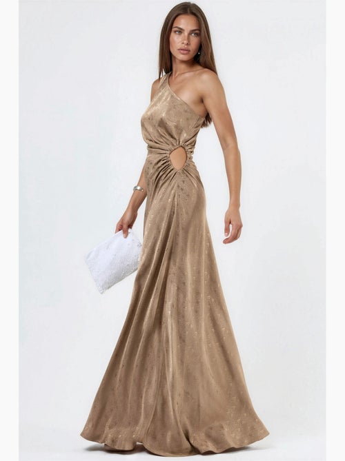 Robe maxi à col asymétrique et motifs hiccup - Kiabi