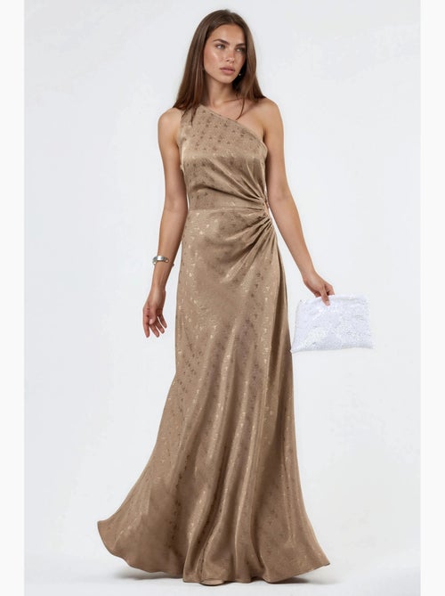 Robe maxi à col asymétrique et motifs hiccup - Kiabi