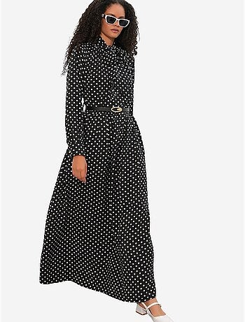Robe maxi à pois et col chemise bdart