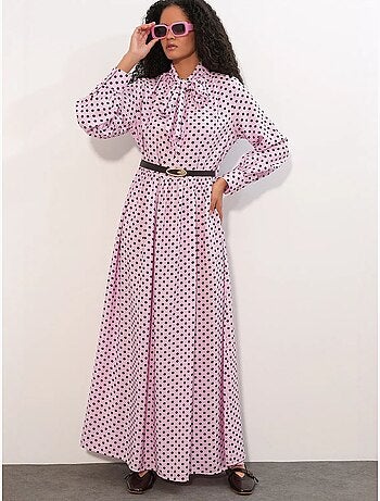 Robe maxi à pois et col chemise bdart