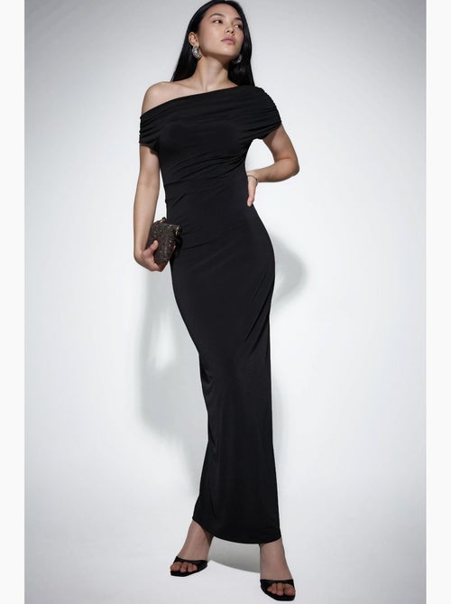 Robe maxi cintrée à col asymétrique hiccup - Kiabi Robe maxi cintrée à col asymétrique hiccup - Kiabi