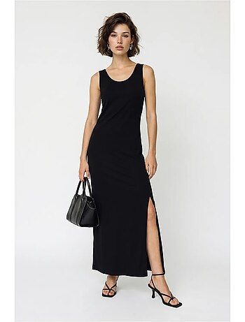 Robe maxi droite sans manches à fente lucci
