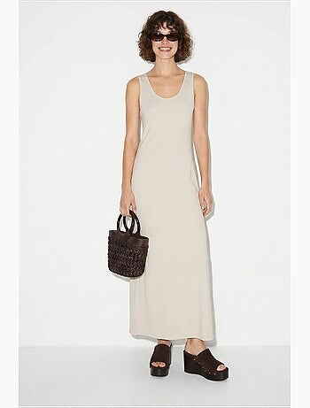 Robe maxi droite sans manches à fente lucci