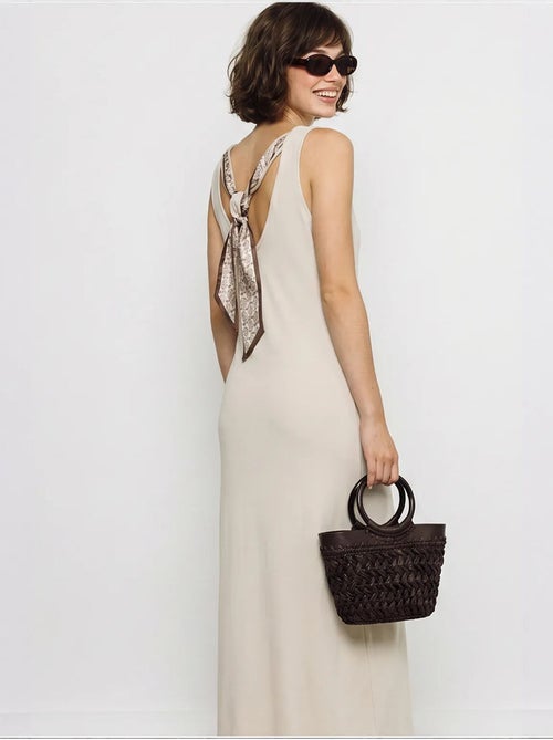 Robe maxi droite sans manches à fente lucci - Kiabi