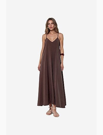 Robe maxi en satin sans manches busem