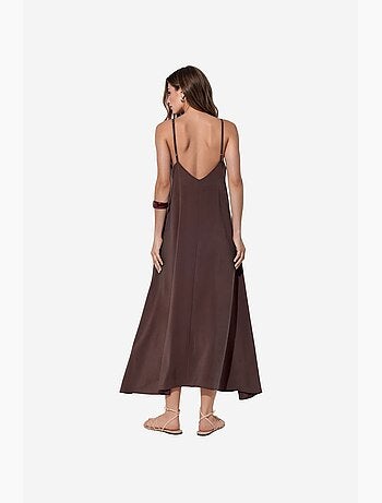 Robe maxi en satin sans manches busem
