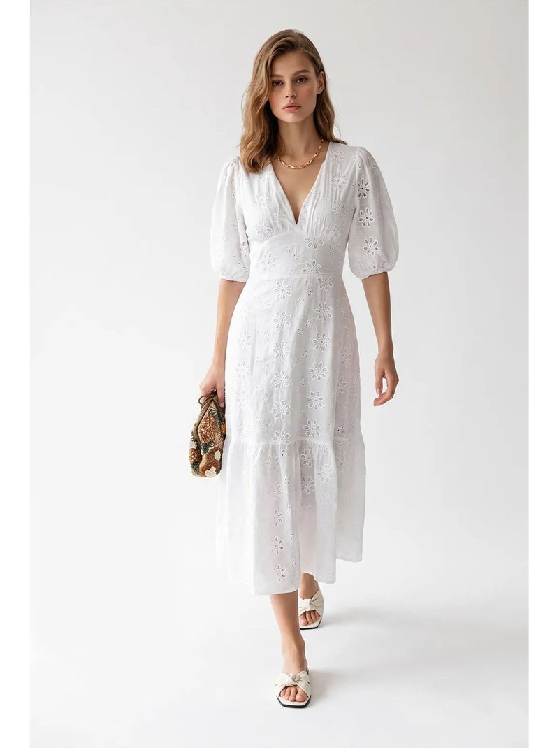 Robe maxi mixray Blanc - Kiabi