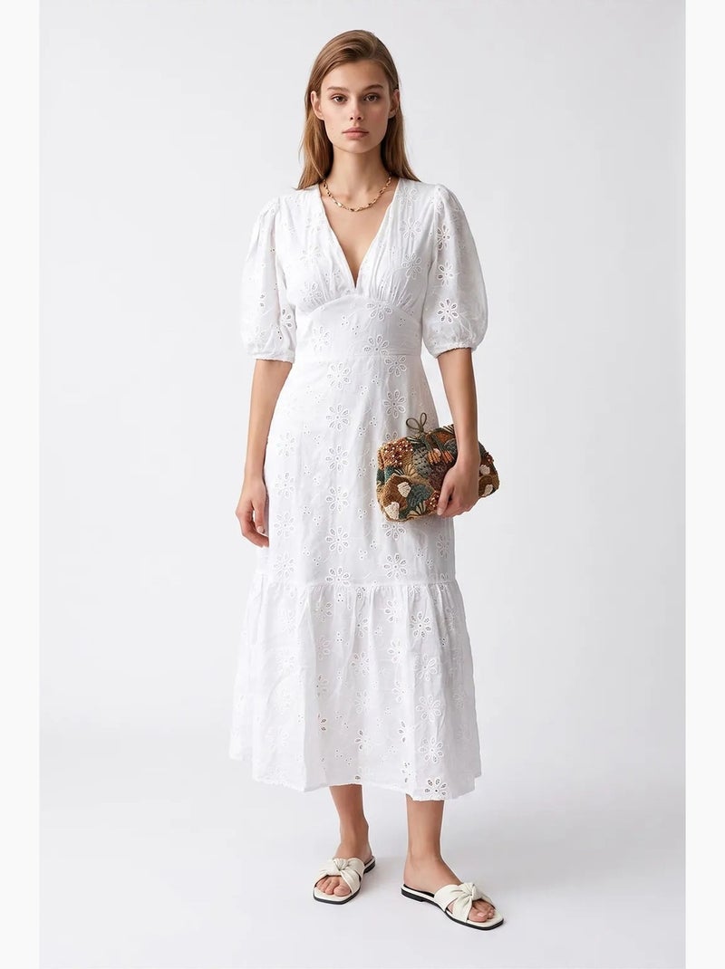 Robe maxi mixray Blanc - Kiabi