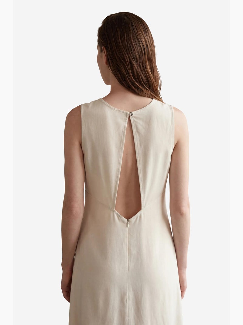 Robe maxi sans manches avec col en u et découpe my fashion Crème - Kiabi