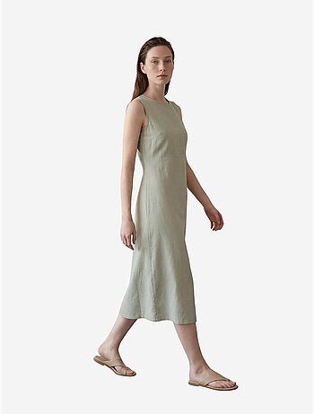 Robe maxi sans manches avec col en u et découpe my fashion