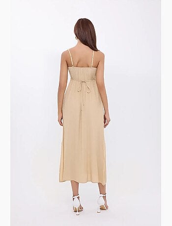 Robe mi-longue à bretelles spaghetti nouées sur le devant hiccup