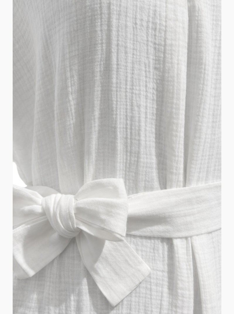 Robe mi-longue à col en v et détails accessoires mixray Blanc - Kiabi