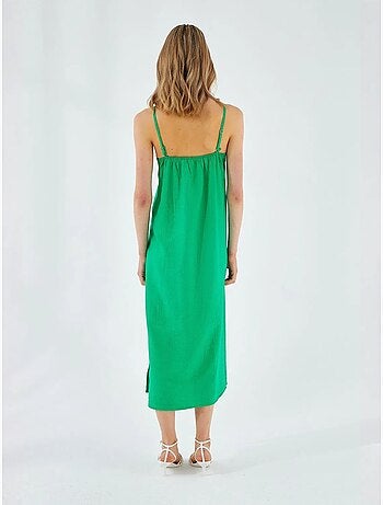 Robe mi-longue à col en v et fente mixray