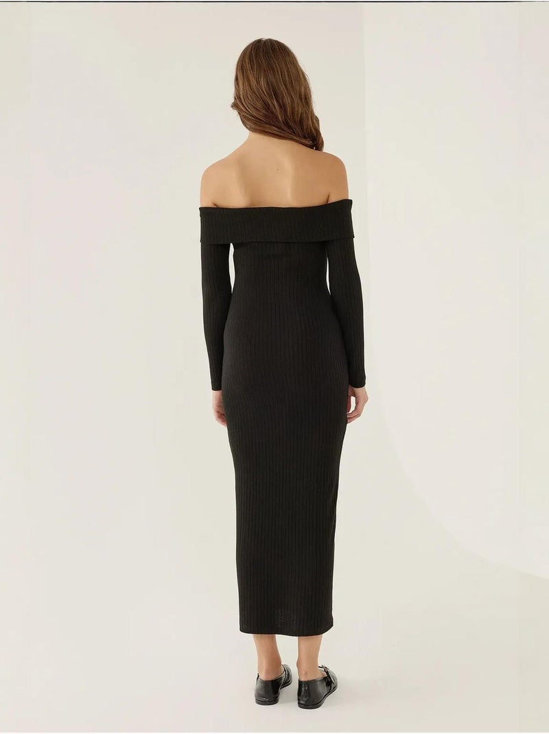 Robe mi-longue à épaules dénudées hiccup Noir - Kiabi