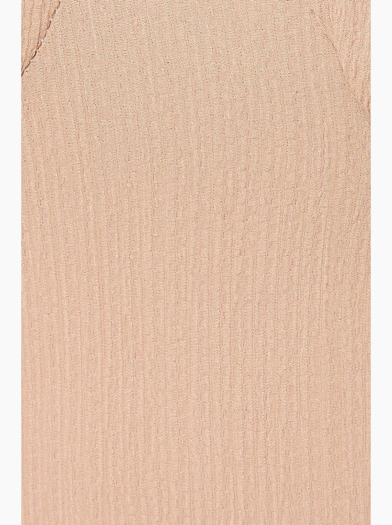 Robe mi-longue à manches bouffantes et col en cœur avec fente latérale hiccup Beige naturel - Kiabi