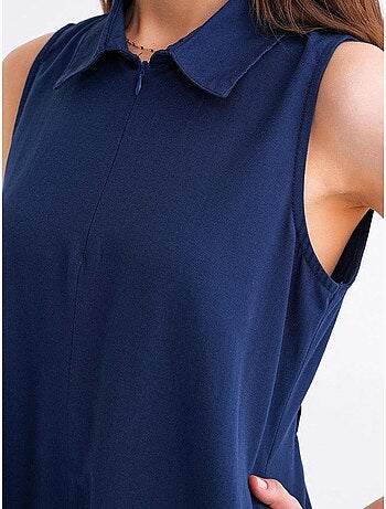 Robe mi-longue avec col chemise et fermeture éclair mixray