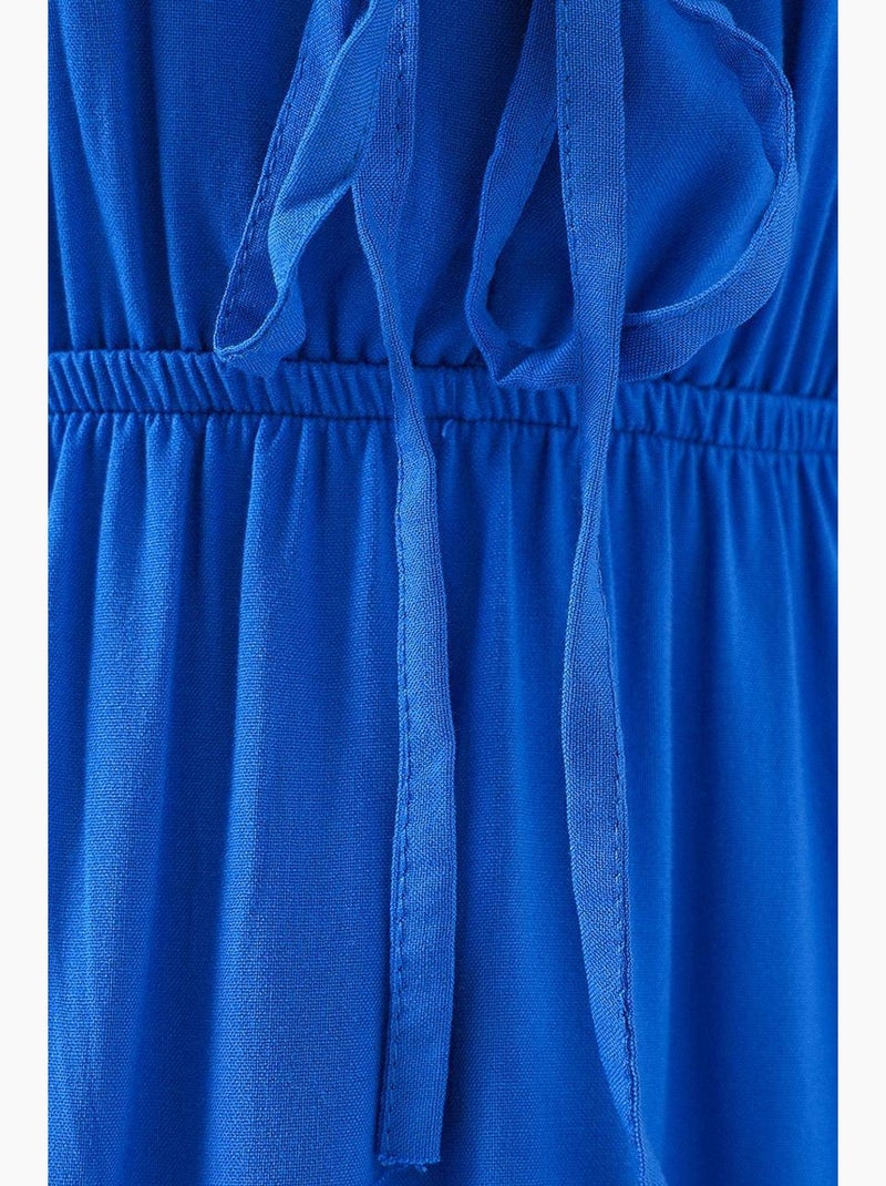 Robe mi-longue coupe a avec col en v et détails de reliure bdart Bleu électrique - Kiabi
