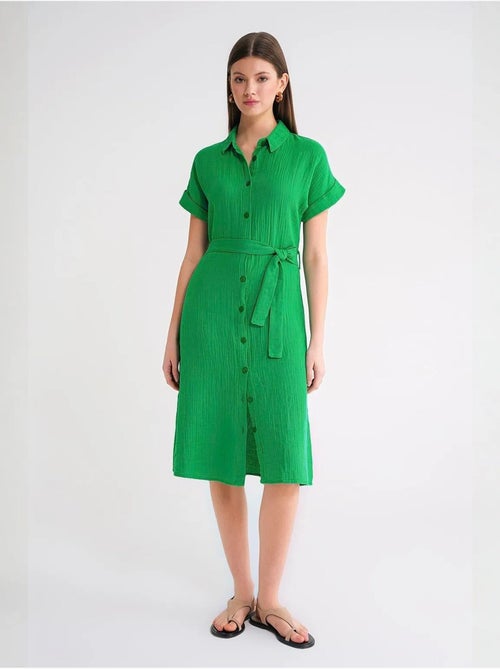 Robe mi-longue décontractée avec col chemise et fermeture à boutons mixray - Kiabi Robe mi-longue décontractée avec col chemise et fermeture à boutons mixray - Kiabi
