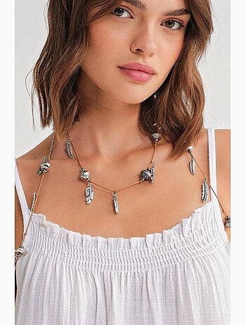 Robe mi-longue en coton avec détails à volants mixray