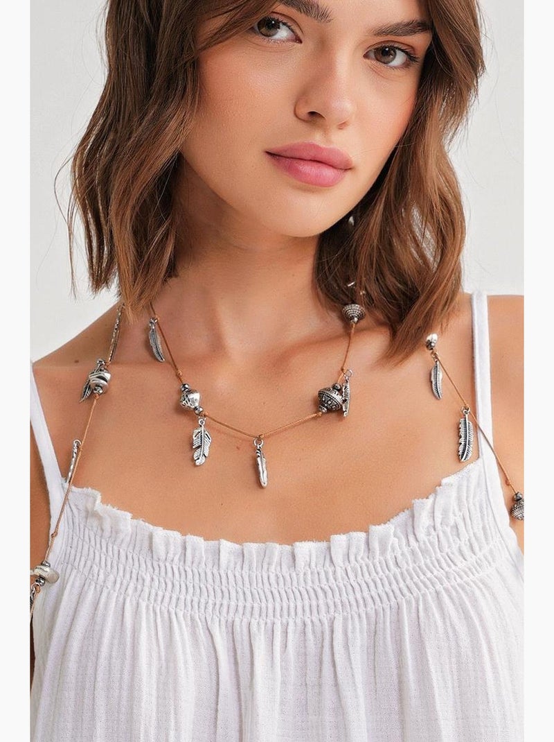 Robe mi-longue en coton avec détails à volants mixray Blanc - Kiabi