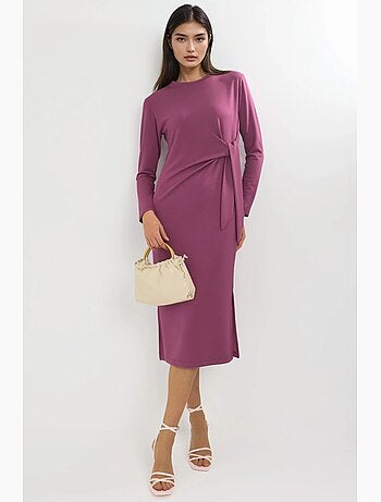 Robe mi-longue en maille à col rond hiccup