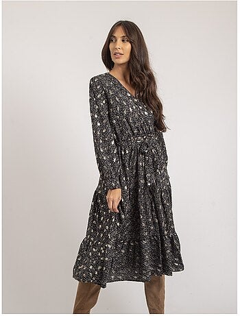 Robe mi-longue motifs ivelia