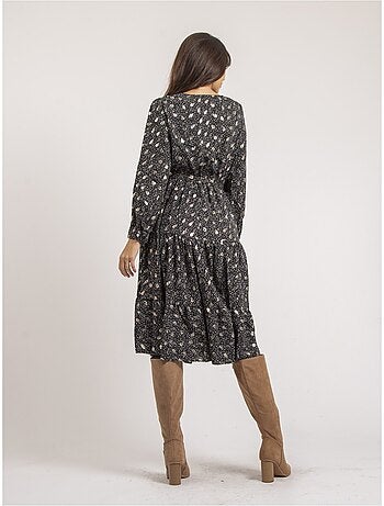 Robe mi-longue motifs ivelia