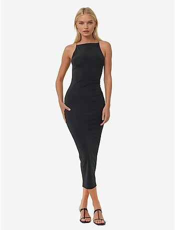 Robe mi-longue moulante à col licou