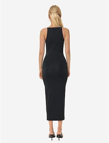 Robe mi-longue moulante à col licou