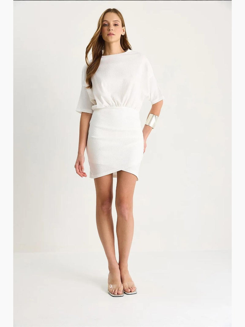Robe mi-longue moulante avec fermeture éclair lucci Blanc - Kiabi