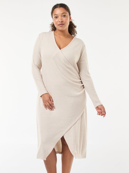 Robe mi-longue portefeuille en maille - Kiabi