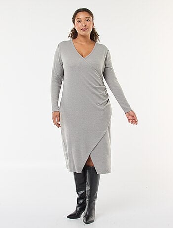 Robe mi-longue portefeuille en maille