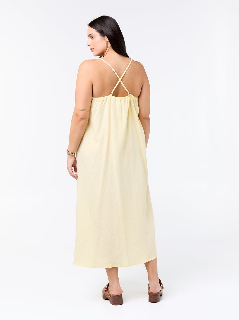 Robe midi à bretelles réglables Jaune - Kiabi